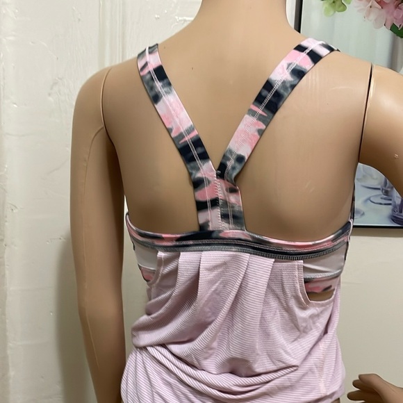 Lululemon women’s tank top size 6 pink built in bra Removeable paddin cinch - Picture 7 of 14